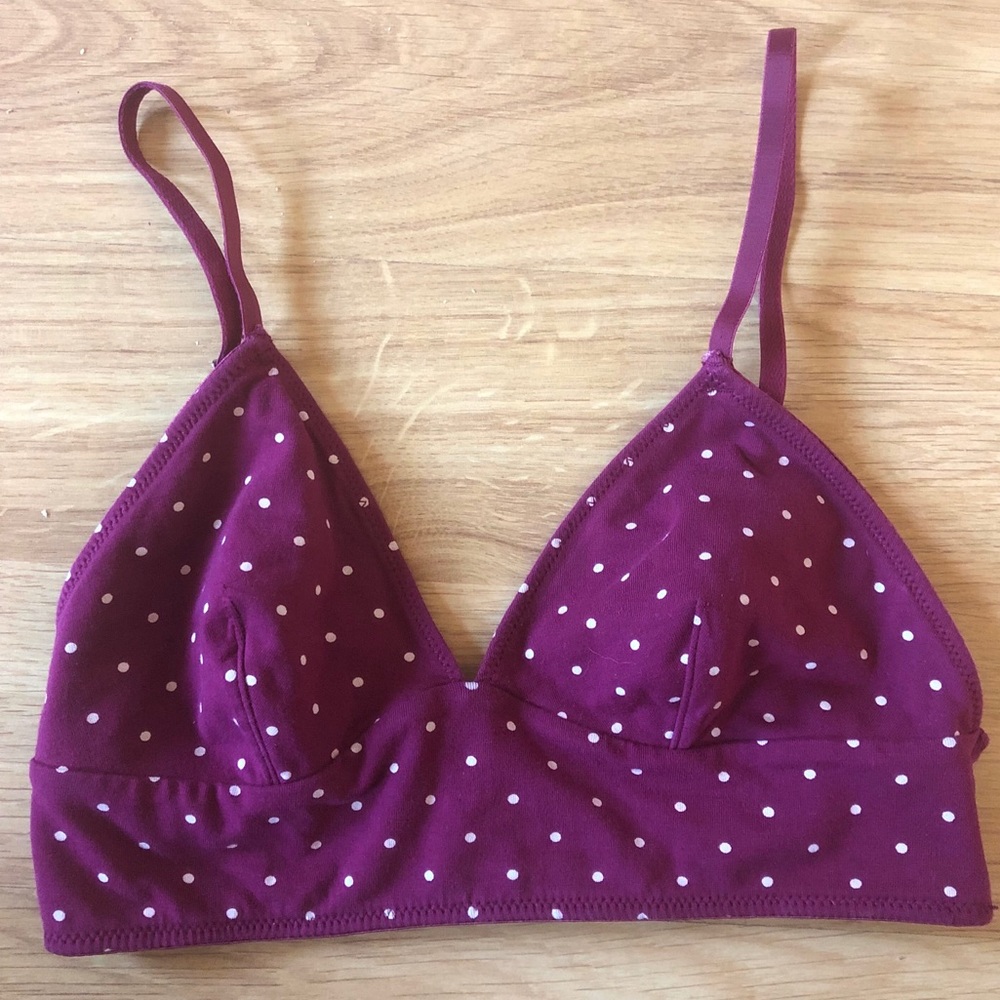 red and white polka dot top